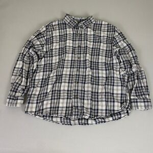 Blue Mountain Flannel Shirt Mens XL Gray Blue Plaid  Long Sleeve Button Up *Flaw